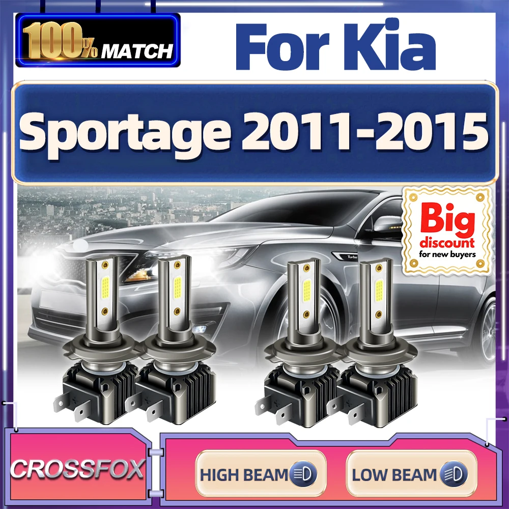 CROSSFOX Canbus LED faros delanteros blancos de 6000K, bombillas de luces delanteras de 40000LM, lámparas para automóvil de 12V para Kia Sportage 2011 2012 2013 2014 2015