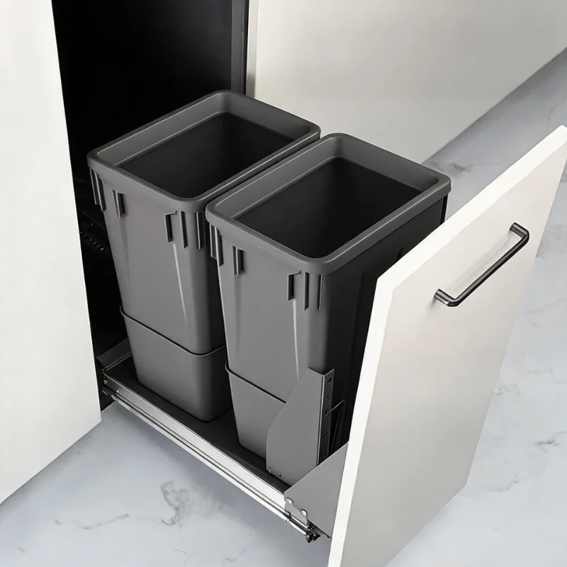 Large Capacity Waste Bins Modern Simple Trash Can Lidded Recessed Separate Kitchen Trash Bins Household Cleaning Accessories