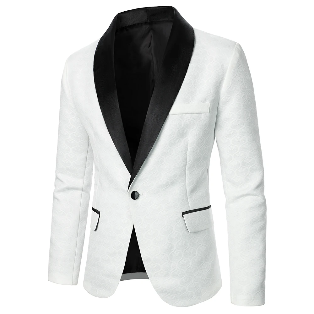 Men's Suit Jacket Single Button Flowers Texture Casual Style Men's Blazer Top Wedding Dinner Party Band Performance Men's Suit