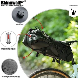 Rhinowalk Bike Saddle Bag 14L Bike Hard Shell Harness Frame Waterproof Dry Tail Bag Set Cycling MTB Trunk Tail Rear Bag