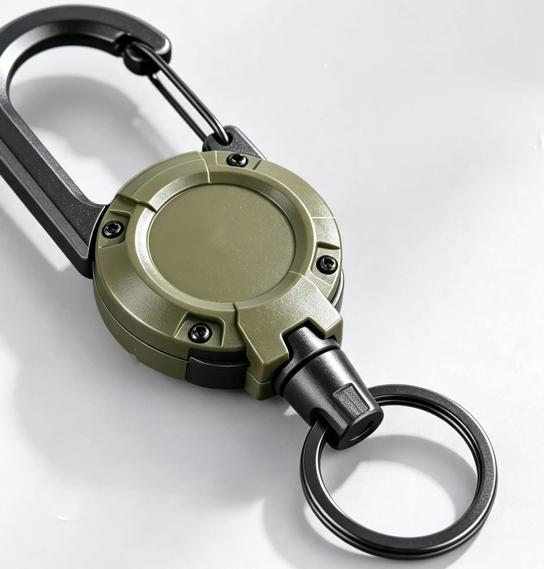 Heavy Duty Retractable Carabiner Anti‑Lost Buckle Key Ring Pendant Keychain Charm Gift for Outdoor Camping Backpack Accessory