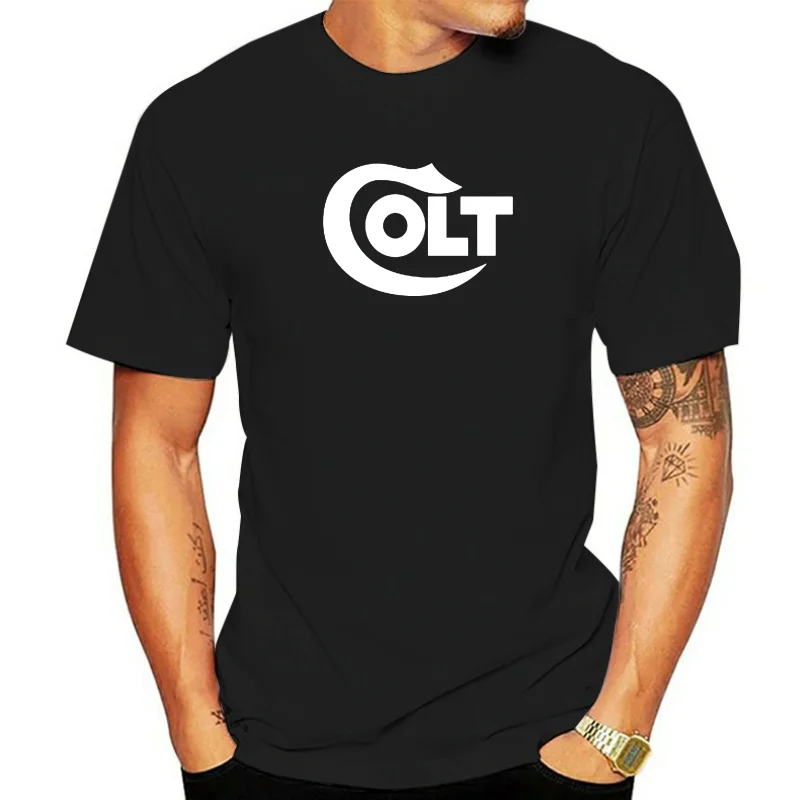 COLT Logo Rifles Firearms Revolver Mens Black T-Shirt Size S to 3XL