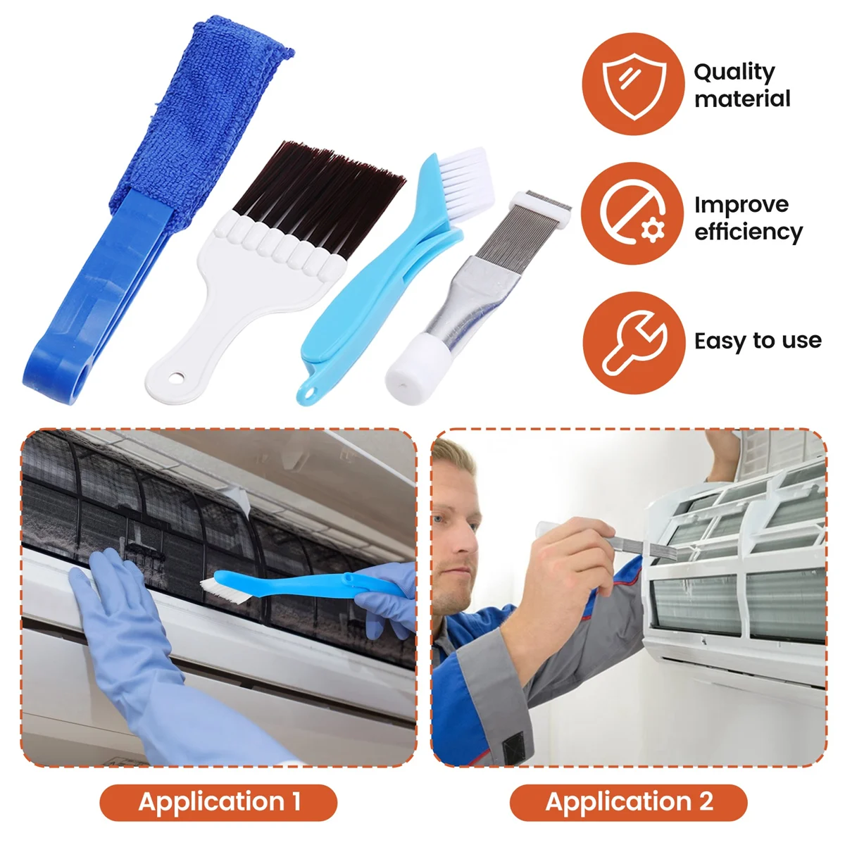 ABNH 6Pc Air Conditioner Fin Cleaner Set,FCR6 Fin Comb Condenser,Air Outlet Cleaner Evaporator Radiator Repair Clean Tool Set