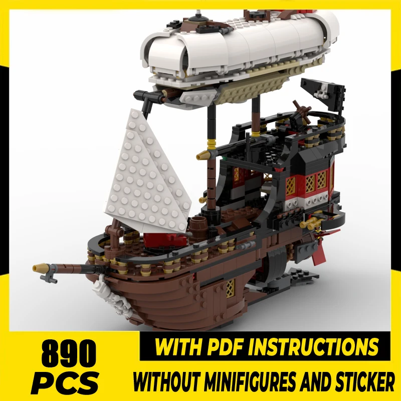 

Pirates Model Moc Building Blocks Modular Pirate Air Caravel Model Technology Bricks DIY Ship Assembly Holiday Construstion Toy
