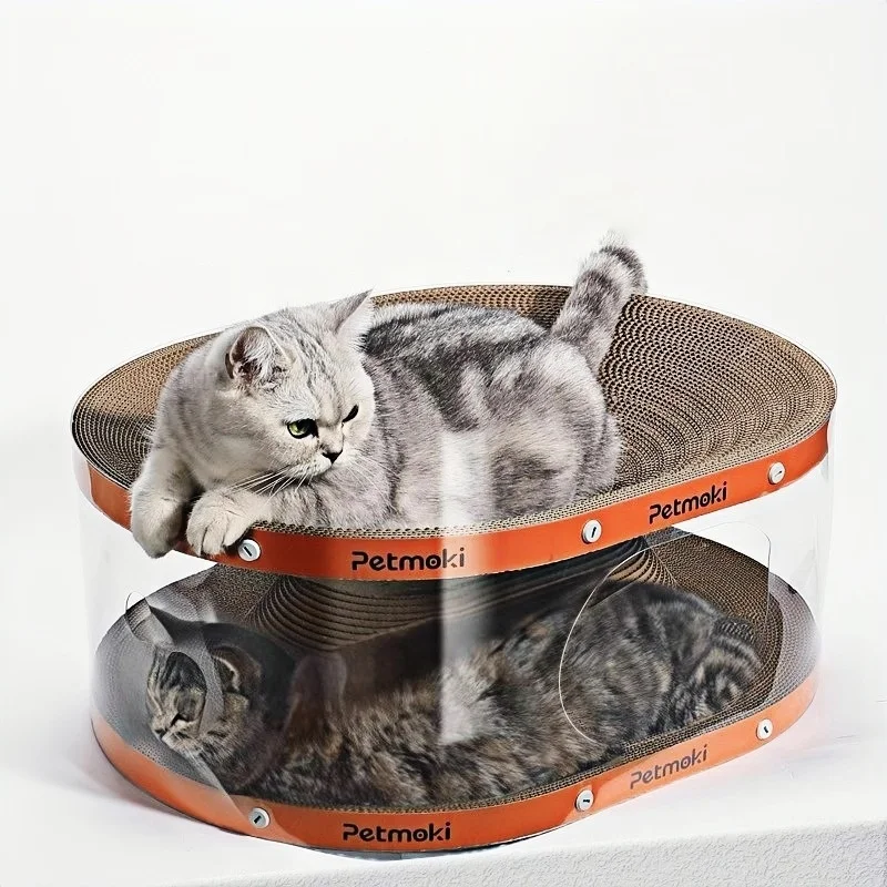 

Cat Cardboard Scratcher with Tunnel Scratching Double-Sided Usability Corrugated Cardboard Brown Cat Scratchers for Indoor Cats