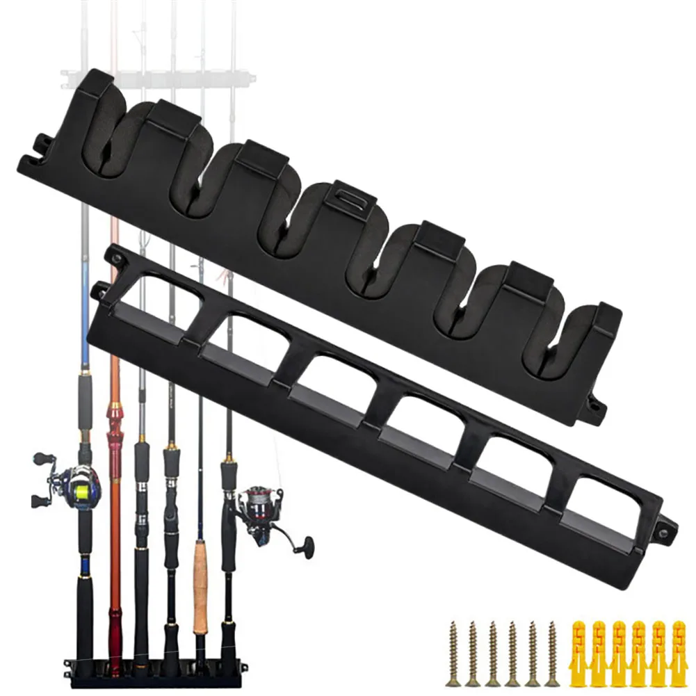 1 Set 6-hole Fishing Rod Storage Rack Wall-mounted Holder Storage Bracket For Thick Fishing Rods Hand Rods Nets