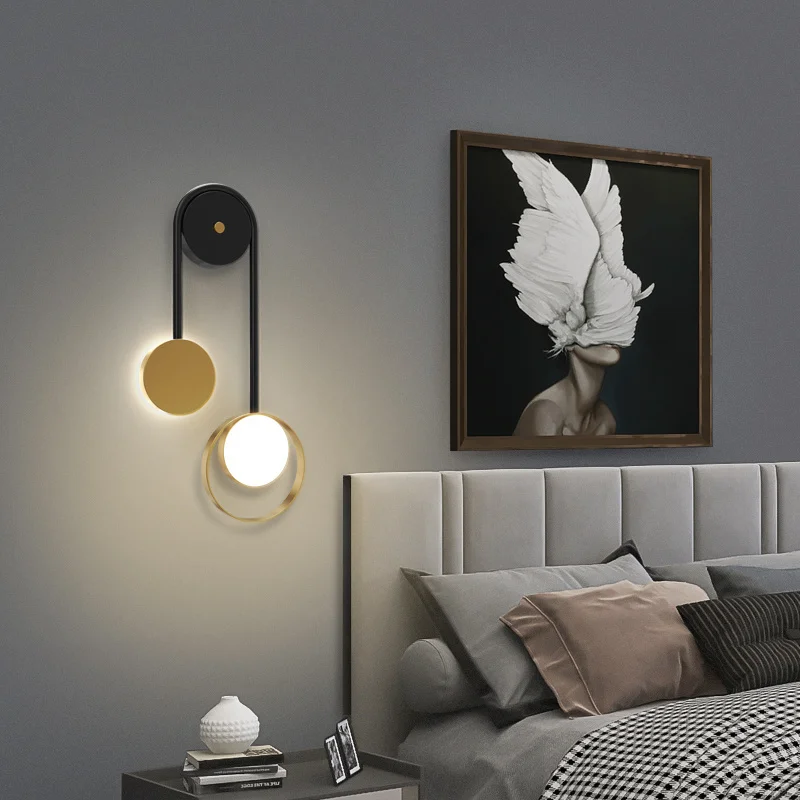 

LED Nordic Wall Aluminum Lamp Light On The Wall Bedroom Living Room lamp Bedside Background Aisle Villa Sconce Wall Light