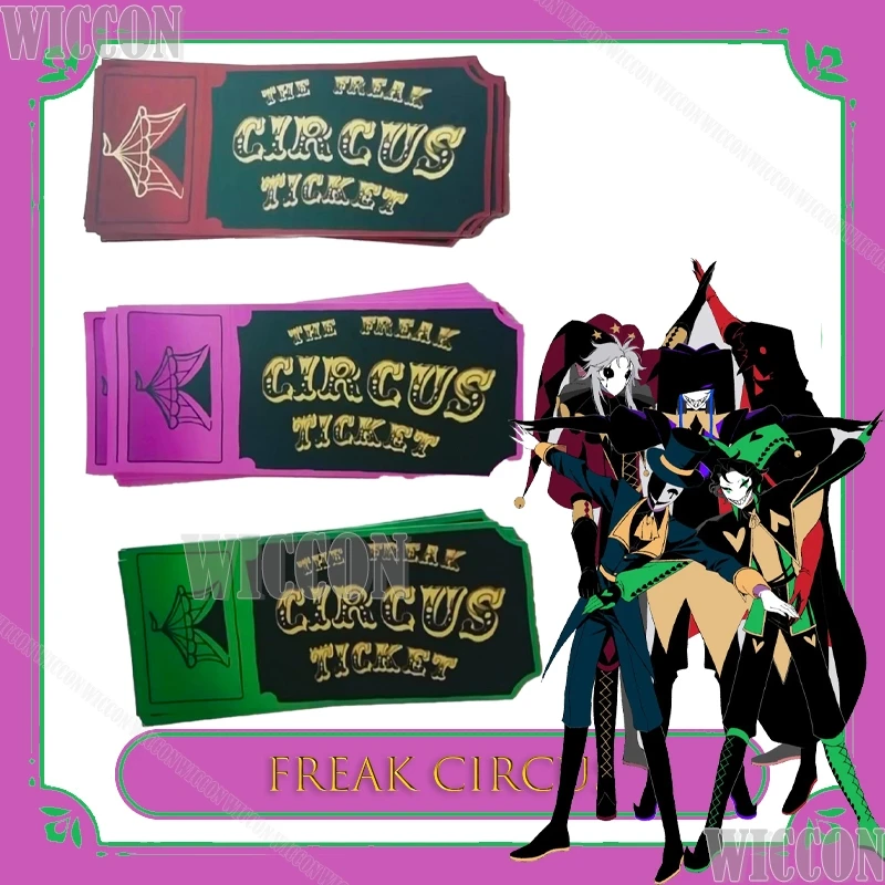 Freak Circus Ticket Card Rojo Verde Rosa Anime Coleccionable Alta Calidad Cosplay Evento Mercancía Halloween Kawaii Sexy Comic Con