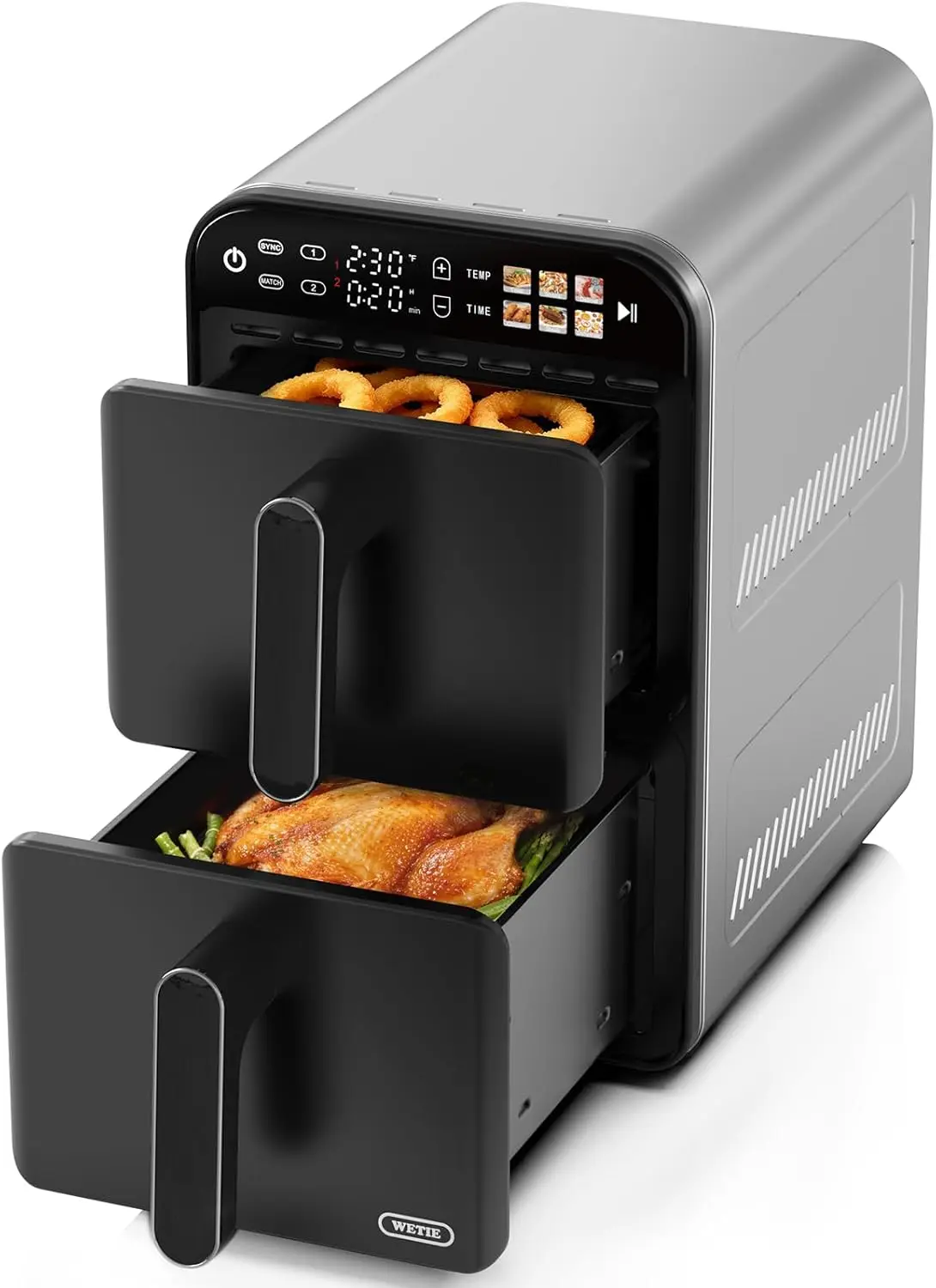 

[Upgrade]Air Fryer, Dual Basket Air Fryers, 11.6QT Double Air Fryer with 2 Stacked Racks, Large Family Size, Touchscreen