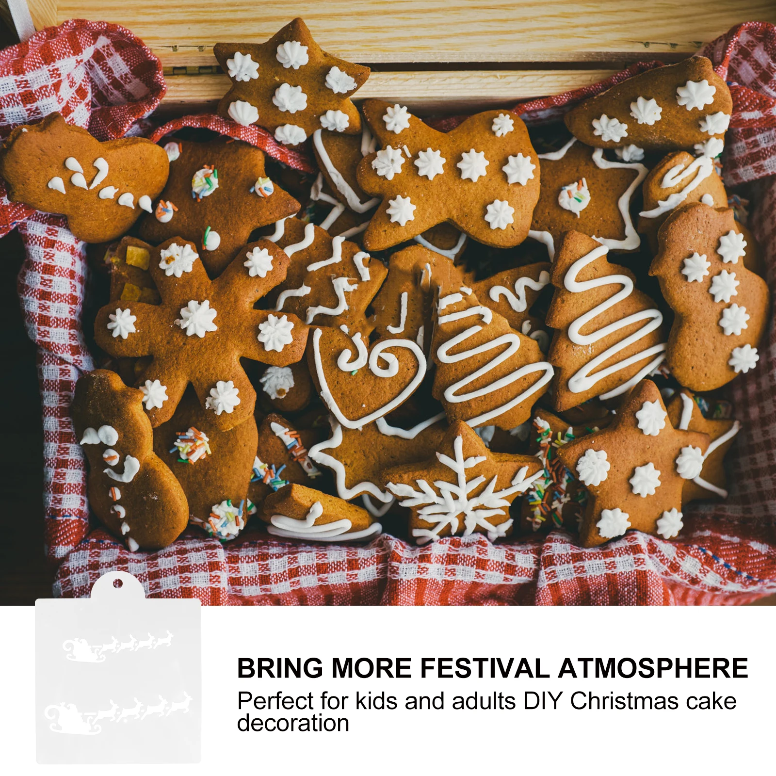 

12pcs Christmas Cake Stencil Embossing Mold Decoration Templates Reusable Holiday Xmas Party Baking Decorations Safe
