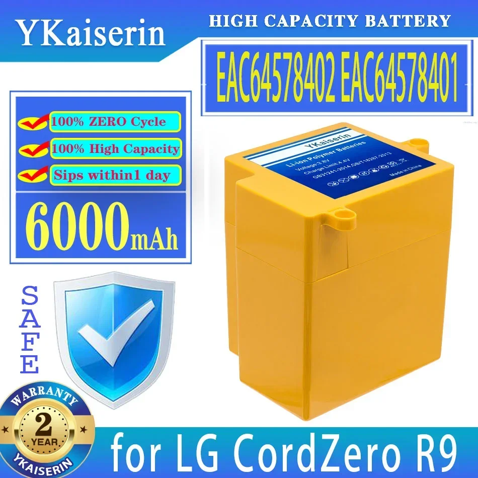 

YKaiserin 6000mAh Replacement Battery EAC64578402 EAC64578401 for LG CordZero R9 R9Master Digital Batteries