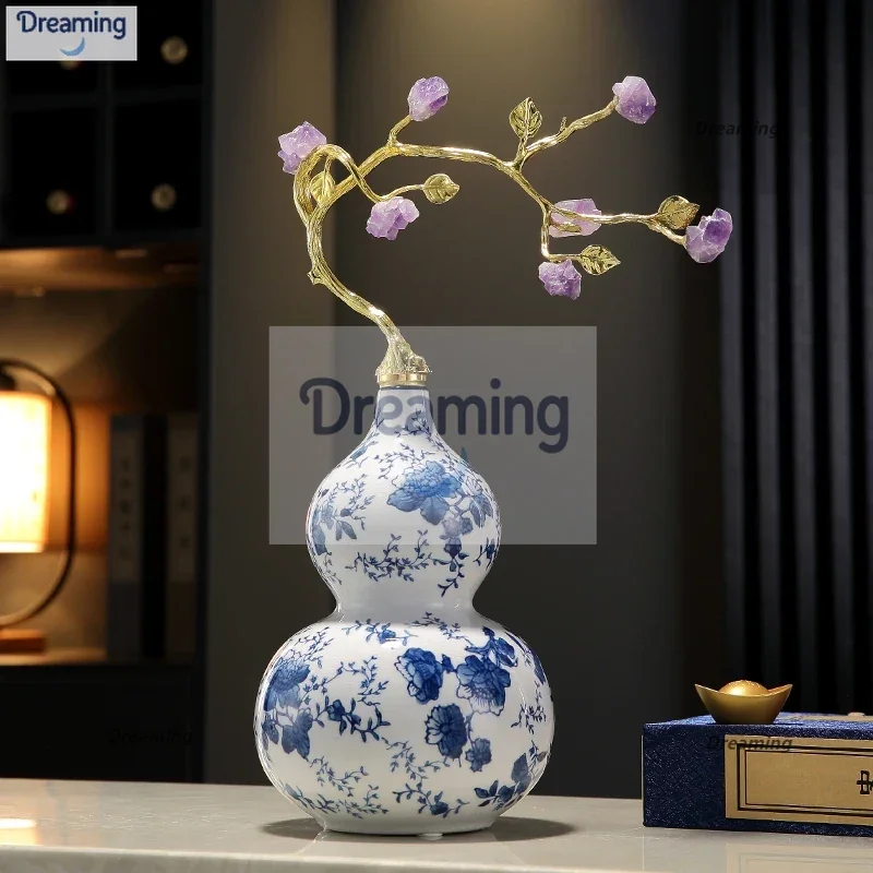 

Gourd ornament living room lucky ceramics high-end handicrafts new Chinese living room entrance TV cabinet housewarming gift