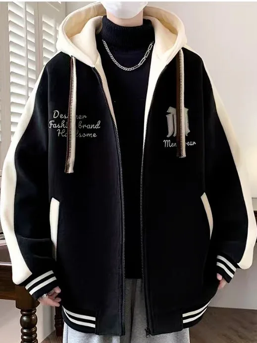 

Bla Hooded Open Cardigan Jaet Men's Casual Loose Fit Winter Spring Autumn Zipper Jaet Breathable Polyester Workwear Sle