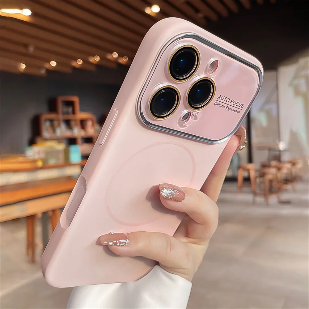 

Advanced Liquid Phone Case For iPhone 17 16 14 15 Pro Max Magnetic Charging Glass Lens Protective Cover Silicone Couple Set