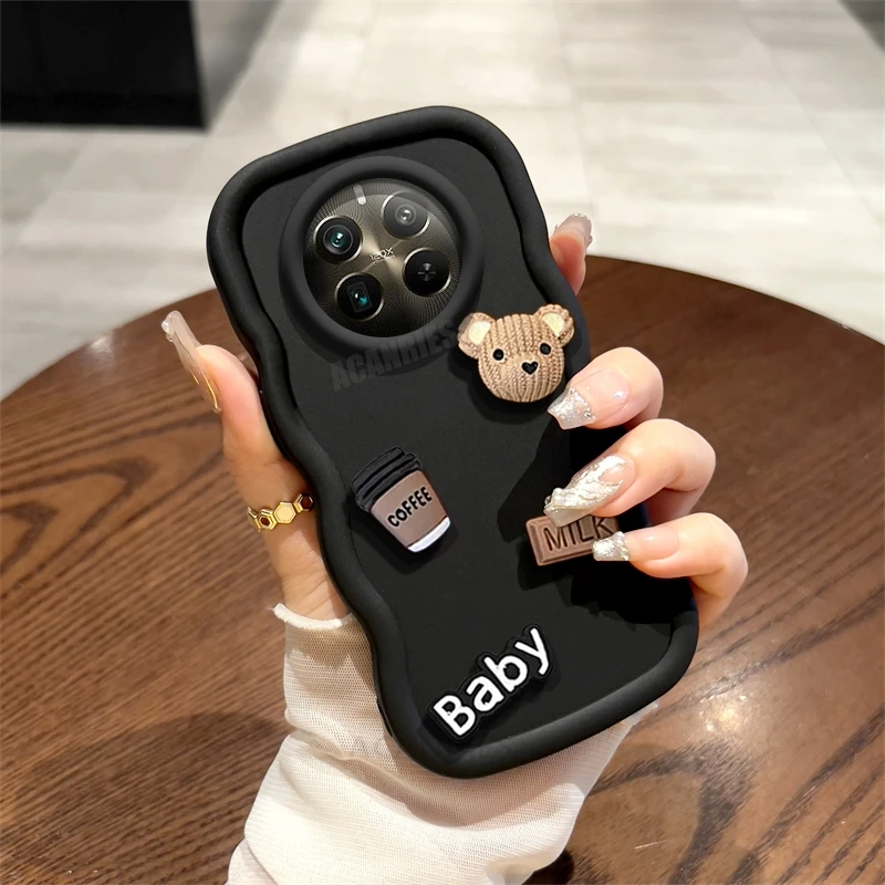 Realme12 3d Bear Cute Cartoon Wavy Silicone Case For Oppo Realme 12 Pro Plus 11 11pro 12plus C65 C67 C55 Shockproof Soft Cover