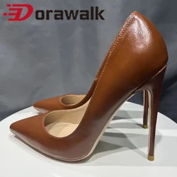 Women Sexy Chic OL 12cm Pumps Ladies Stilettos Matte Brown Thin High Heels Elegant Pointed Toe Party Dress Shoes Plus Size46