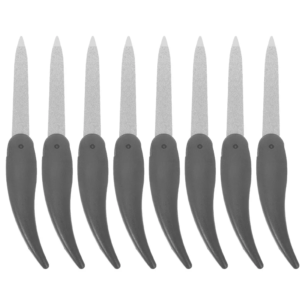 

8Pcs Stainless Steel Nail Files Ox Horn Shaped Double Sided Folding Nail File Set Portable Manicure Tools for Home Salon Travel