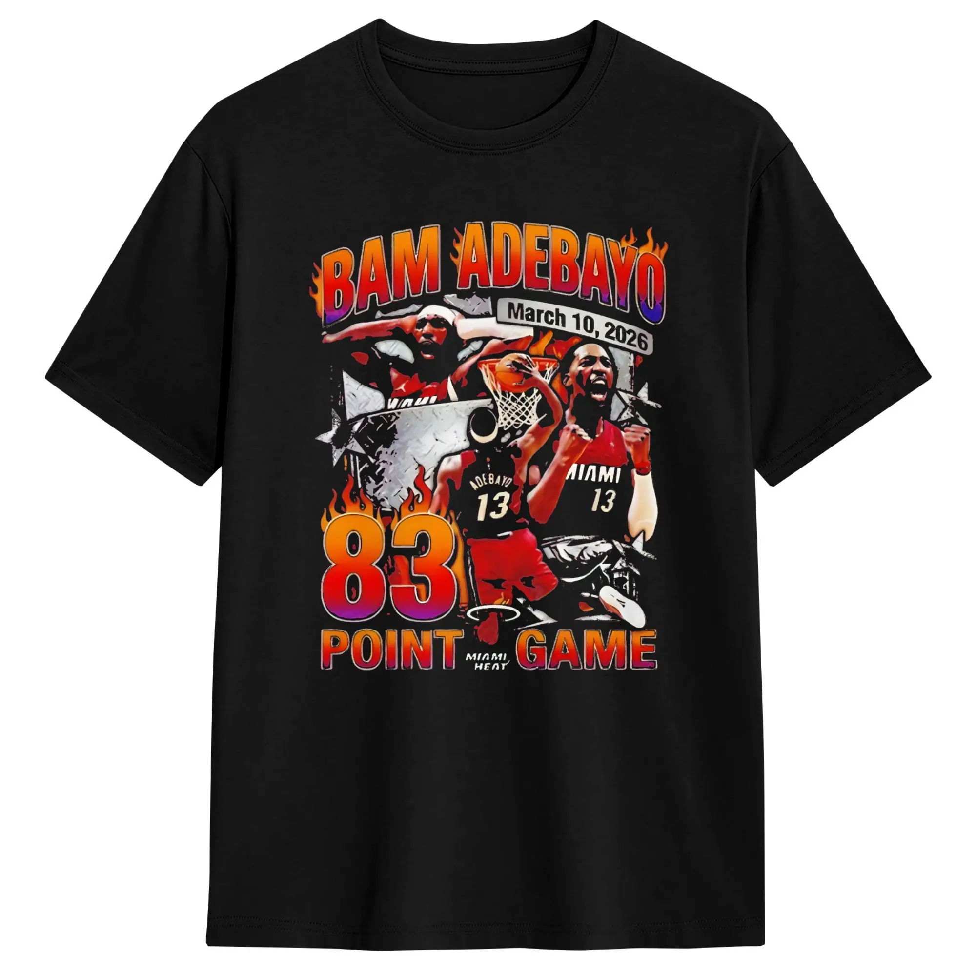 Bam Adebayo 83 Poster T Shirts for Men Pure Cotton Vintage T-Shirt Crewneck Tee Shirt Short Sleeve Tops Printing