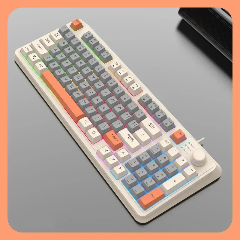 K82 Mechanische Gaming-Tastatur, RGB-Licht, Gamer-Tastatur, 94 Tasten, USB-Anschluss, Hotswap-Tastatur mit Kabel für Notebook, Laptop, Desktop