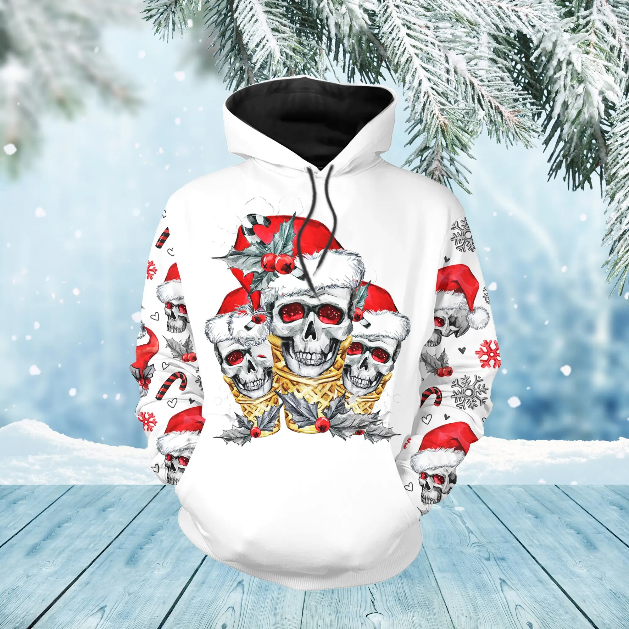 Men\'s Hoodie Christmas Skull 3D Print Graphic Sweatshirts 2024 Autumn New Casual Pullover Top Fashion Oversize X\'mas Clothing