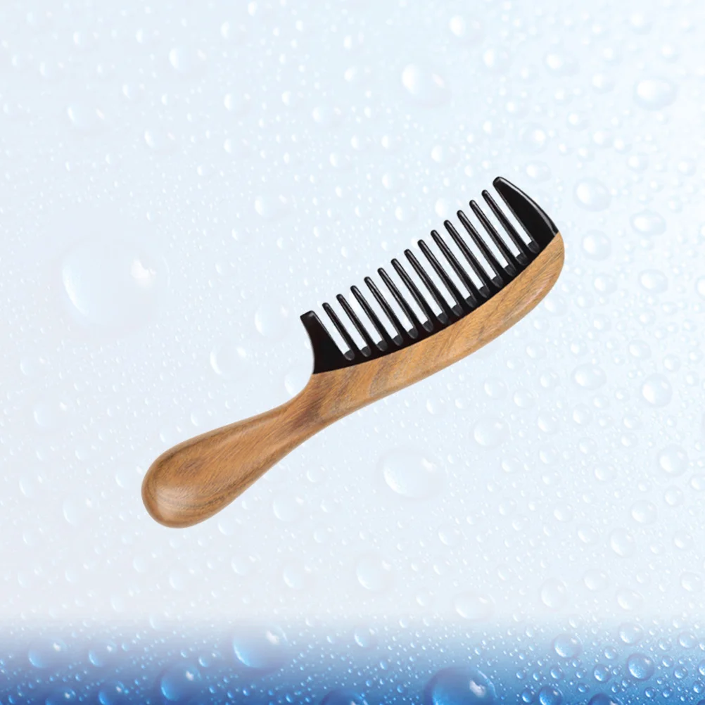

Sandalwood Natural Wood Hair Comb Smooth Teethed Anti-Static Massage Comb Round Handle For Scalp Care Horn Style