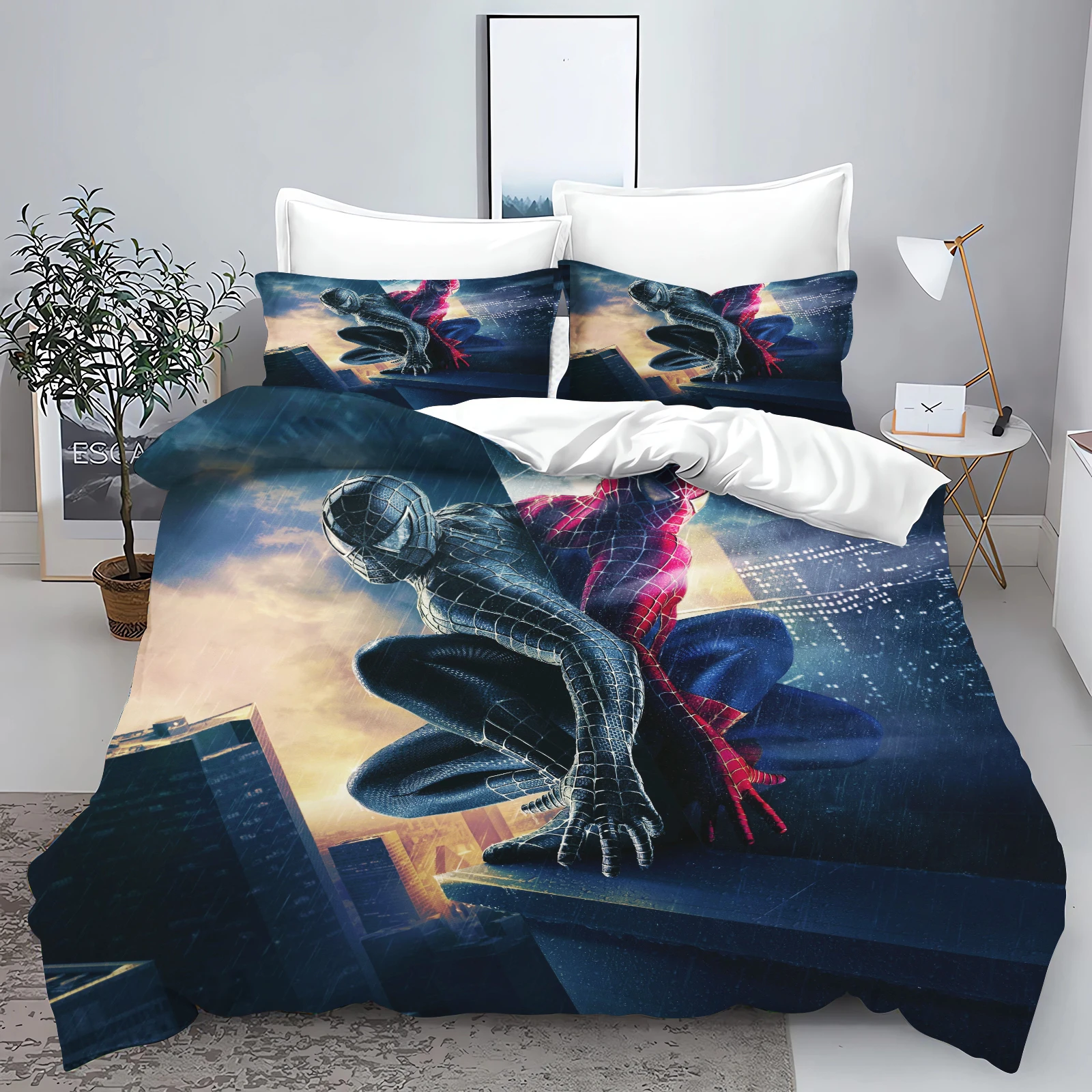 

Spider-Man Bedding Set Duvet Cover Comforte 3D Children'S Cute Printed Cartoon 100% Polyester 3-Piece Set 1 Quilt Cover