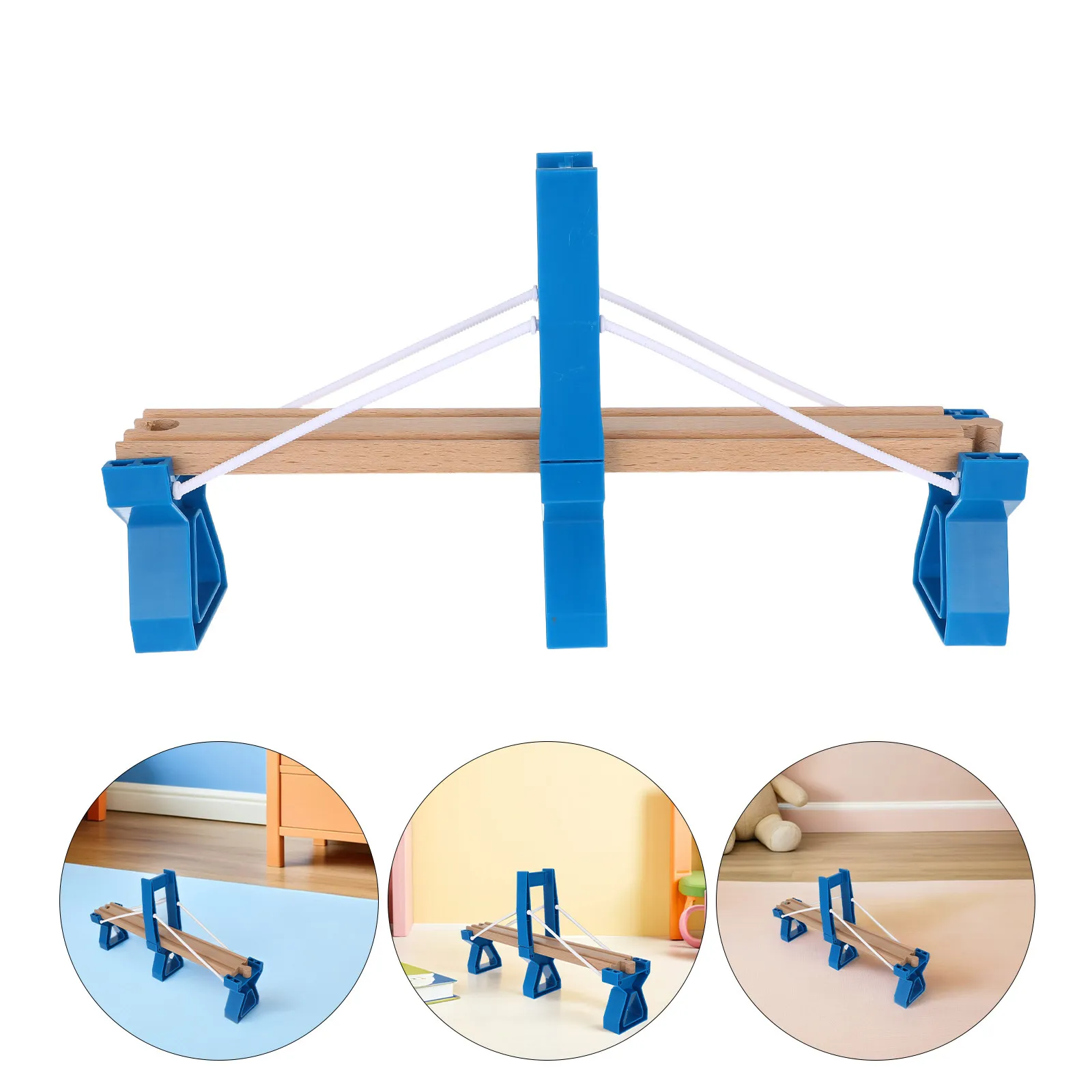 Wooden Train Bridge Connector Compatible with Kids Train Track Parts Railway Bridge Accessory for Interactive Track Scenery