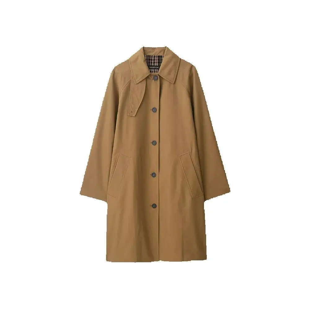 

Весенне-осенняя новая женская ветровка средней длины в корейском стиле с воротником и пуговицами