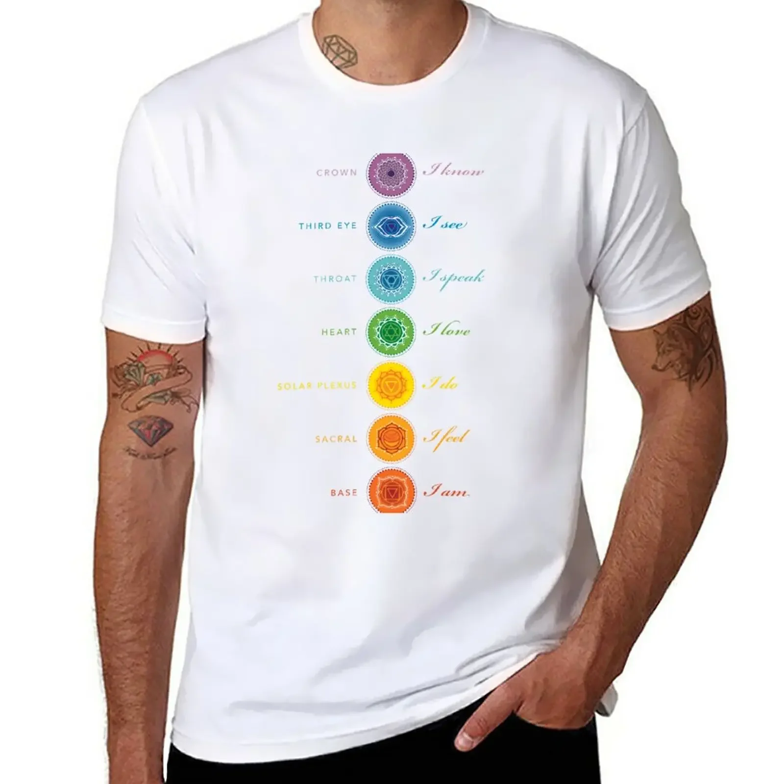 Chakras + affirmations T-Shirt heavyweights blanks Blouse Men's t shirts