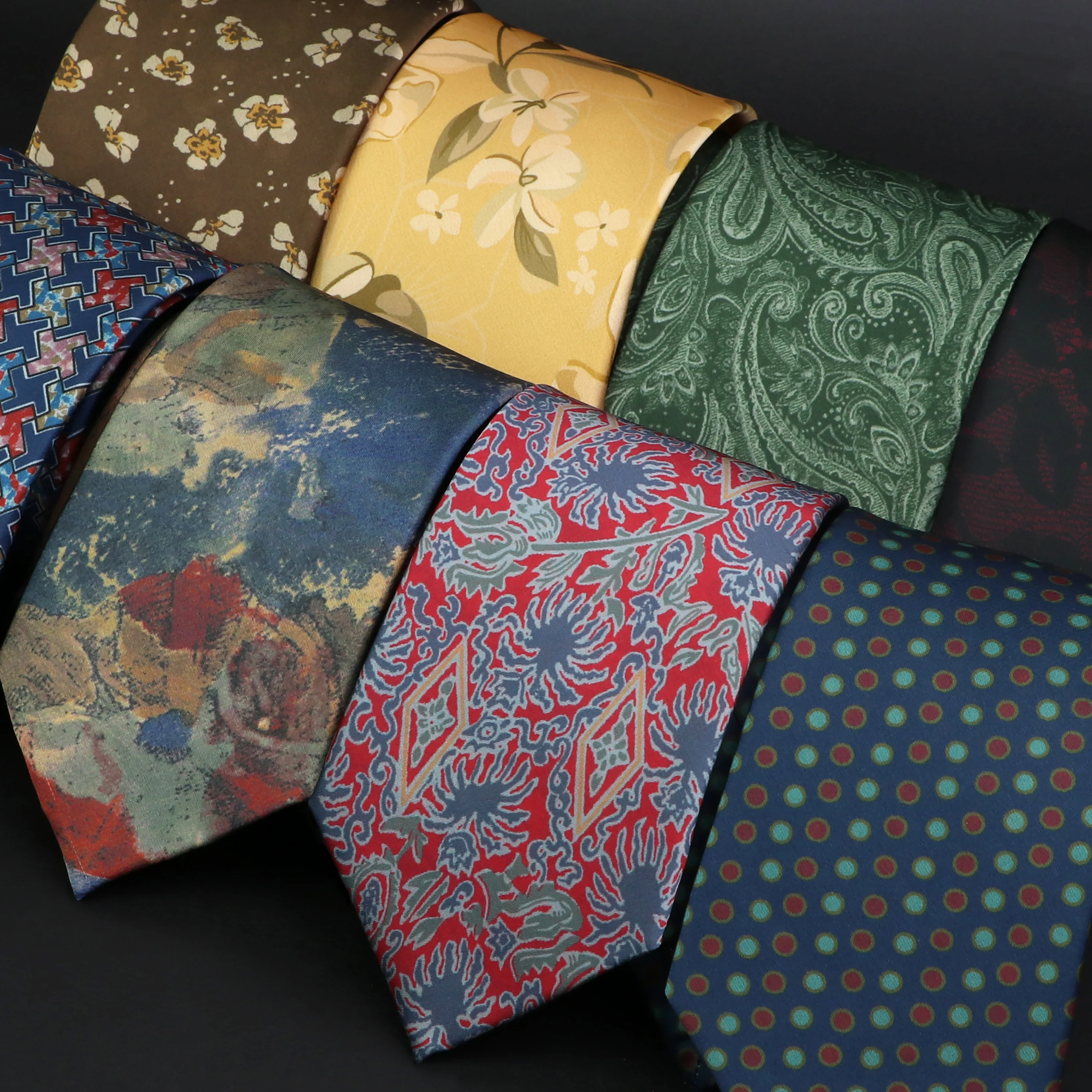 Vintage Floral Geometric Print Necktie Unique Style Mens Fashion 7cm/8cm Jacquard Tie Wedding Party Suit Cravat Skinny Gift