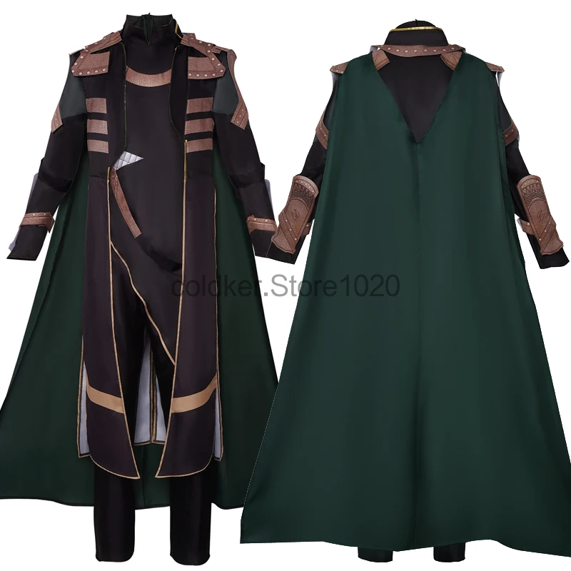 

Adult Loki Cosplay Costume Dark World Uniform with Coat Cloak Wristband Cuff Set Men Women Halloween Theme Party Costumes