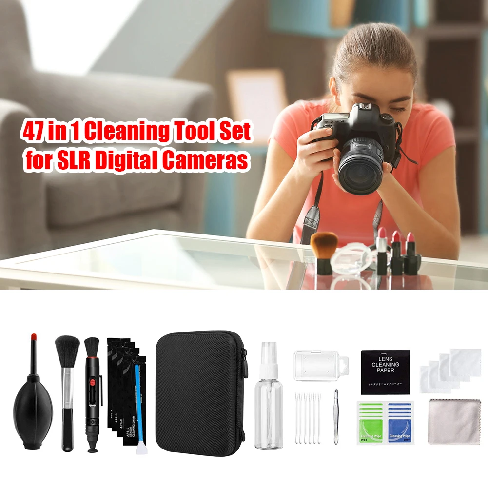 47pcs Set of DSLR Digital Camera Cleaning Kit Reflector Sensor Cleaning Stick Lens Cloth Mobile Phone Computer Cleaning Tool