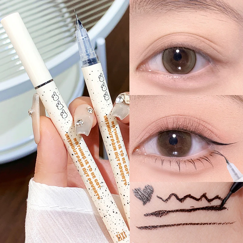 Eyeliner liquido opaco impermeabile senza sbavature sdraiato penna baco da seta duraturo Ultra sottile setoso nero marrone Eye Liner penna occhi trucco