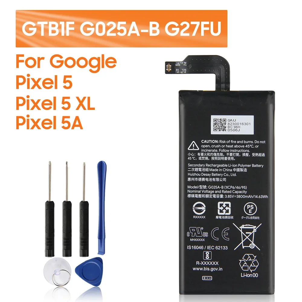 

G025A-B G27FU GTB1F Replacement Battery For Google Pixle5 XL Pixel 4A 5G Version Google Pixel 5A Google Pixel 5