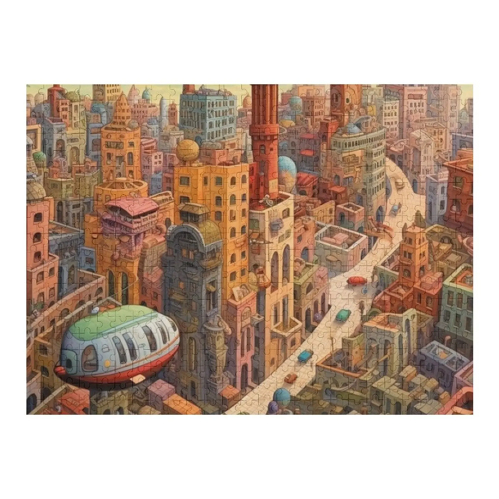 

Vintage Travel City Jigsaw Puzzle Custom Photo Custom Wooden Gift Puzzle