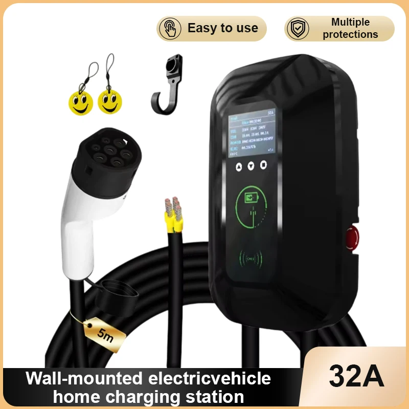 

EU TYPE2 household charging pile AC 380V/22KW 3-phase charging pile Swipe card to start wall-mounted charging pile