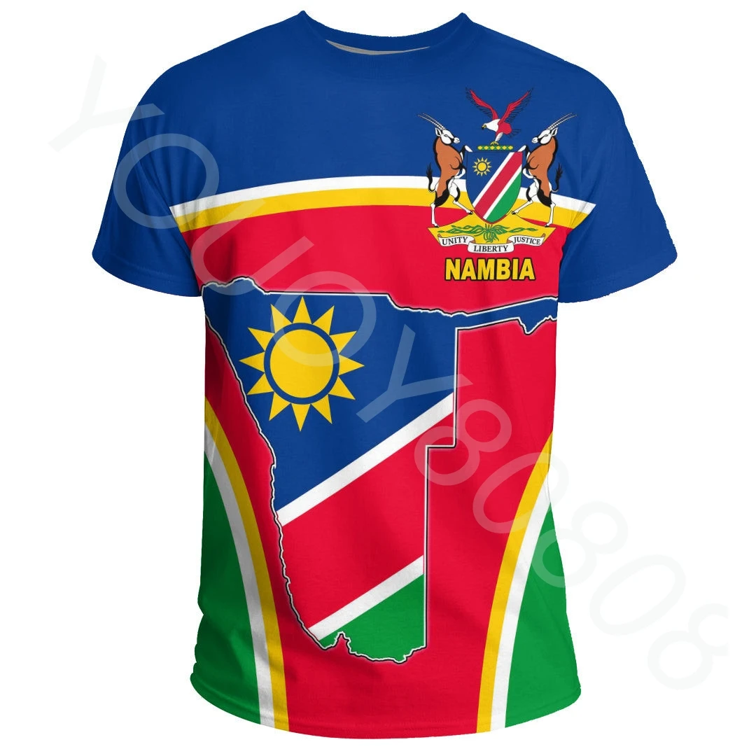 

New African clothing sports T-shirt Namibia active flag T-shirt printing men and women casual Harajuku models