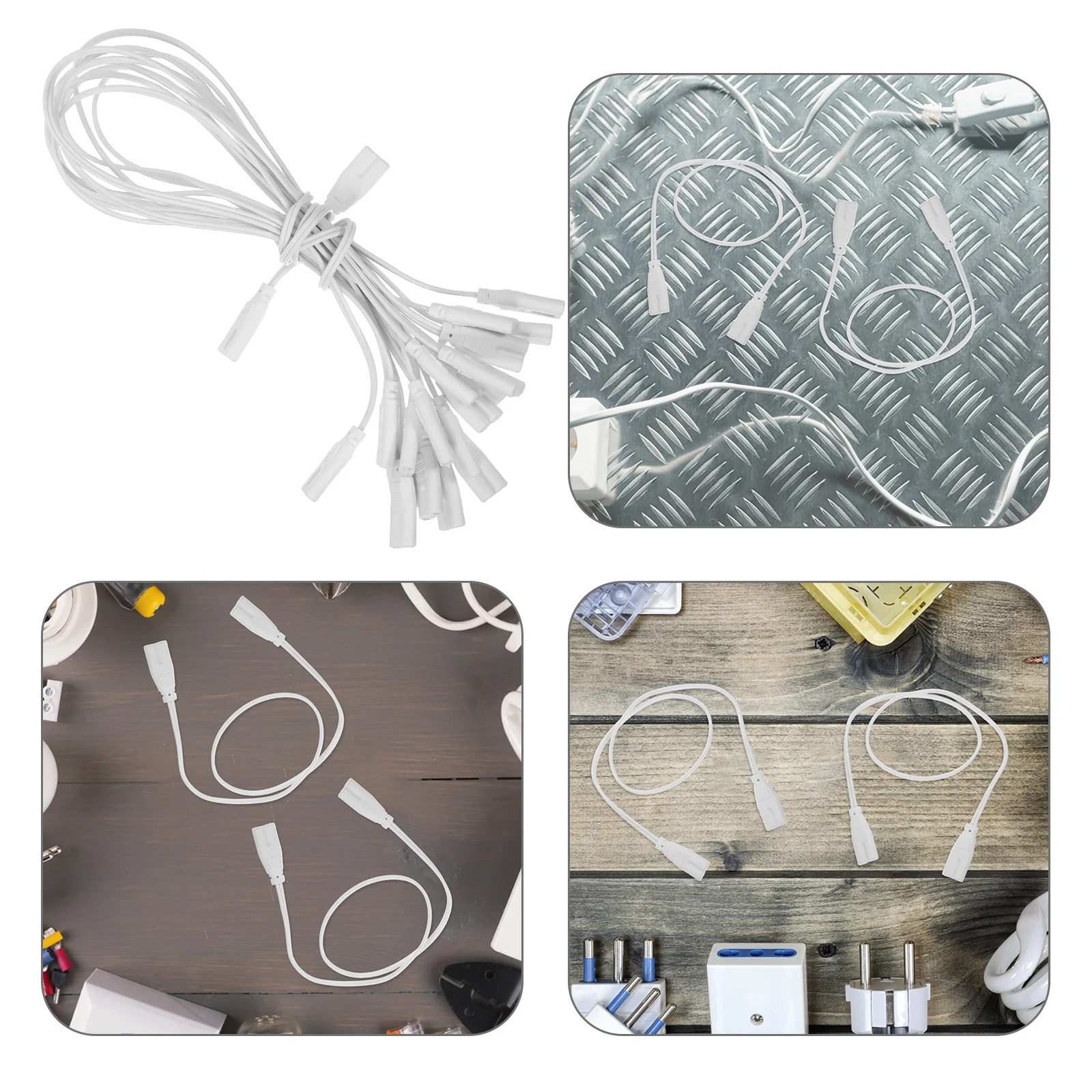 

10Pcs LED Light Cord 50cm 3pin Tail Power Plug Connector Replacement Lamp Connecting Wire Easy Installation Lighting Safety