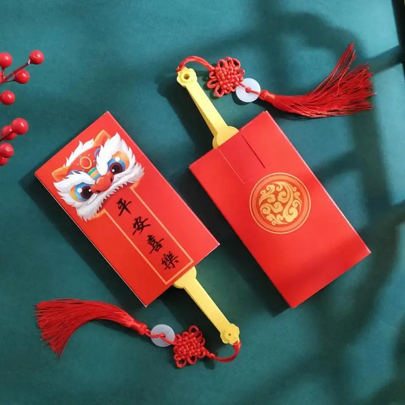 2023 New Chinese New Year Red Envelopes Fan Shape Hongbao Chinese Spring Festival Red Pockets Best Wish Lucky Money Pockets Gift