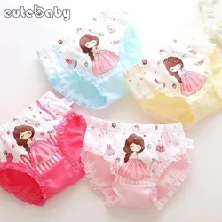 Girls Quality Fine Cotton Underwear Bright Printing Soft Panties Kids Breathable Underpants Girls Lace Boxer Briefs