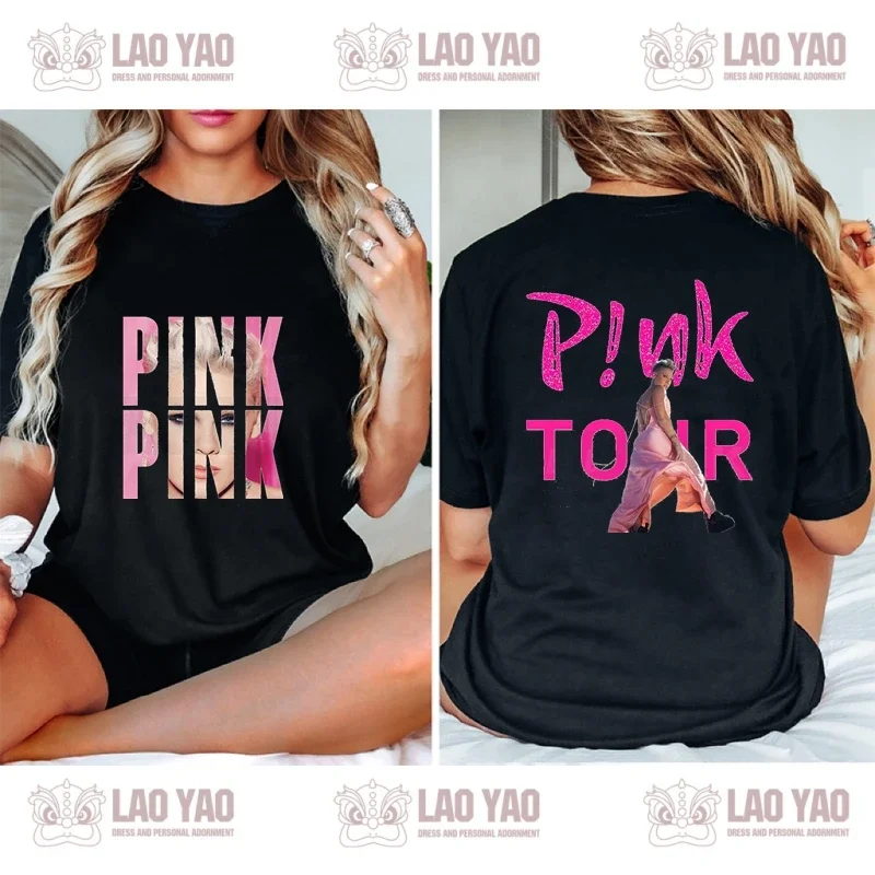 P!nk Y2k Clothing Music Festival Shirt Women\'s T-shirt Pink Singer Tour Streetwear Goth Clothes Harajuku Kpop Sportswear Man