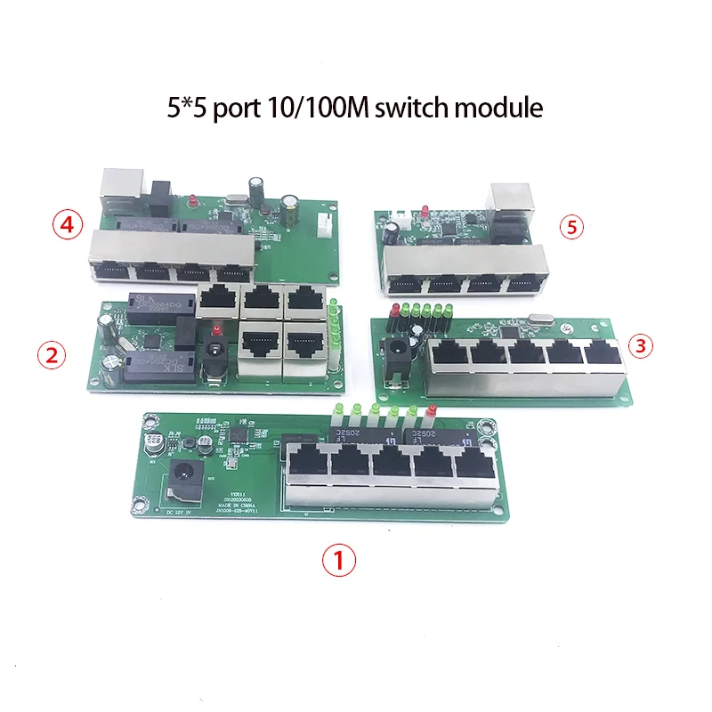 

Mini PBCswitch module PBC OEM module mini size 5 5V-12VPorts Network Switches Pcb Board mini ethernet switch module 10/100Mbps