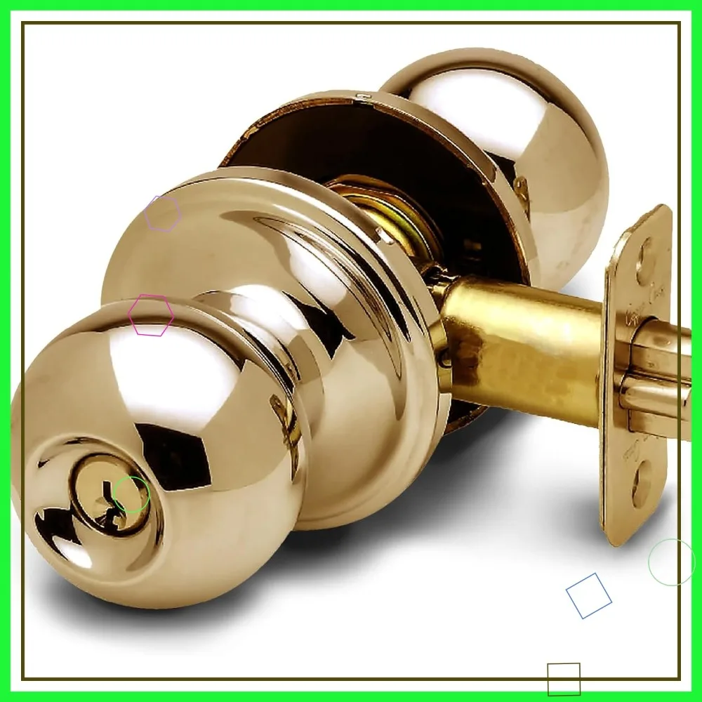 

Полированная латунная дверная ручка с замком и ключом, сертифицированная по стандарту ANSI Grade-3 для внутренних и наружных дверей - простая установка своими руками