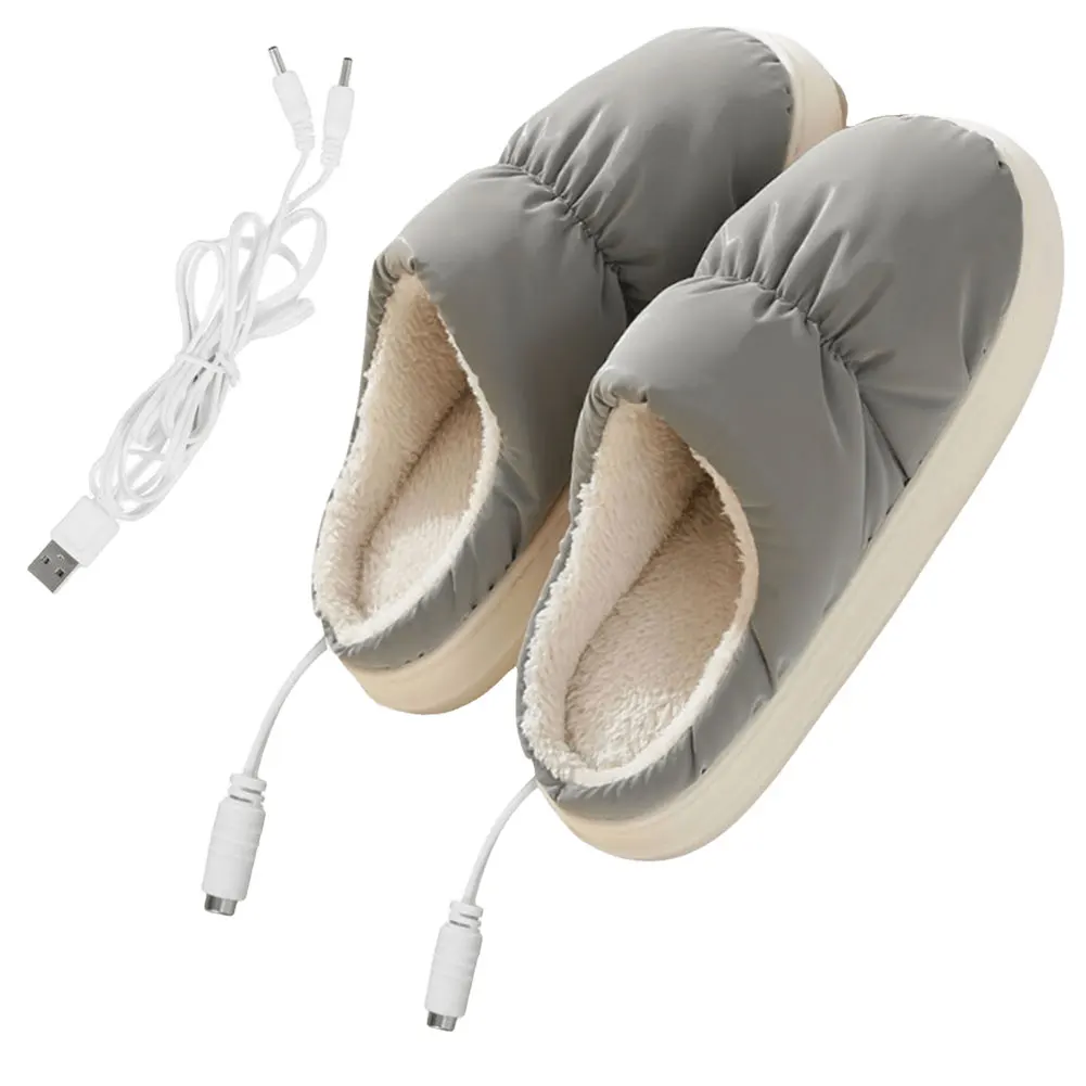 Electric Heating Slippers Adjustable Temperature Plush Heated Slippers Electric Foot Warmer Winter Heated Boots for Home Office