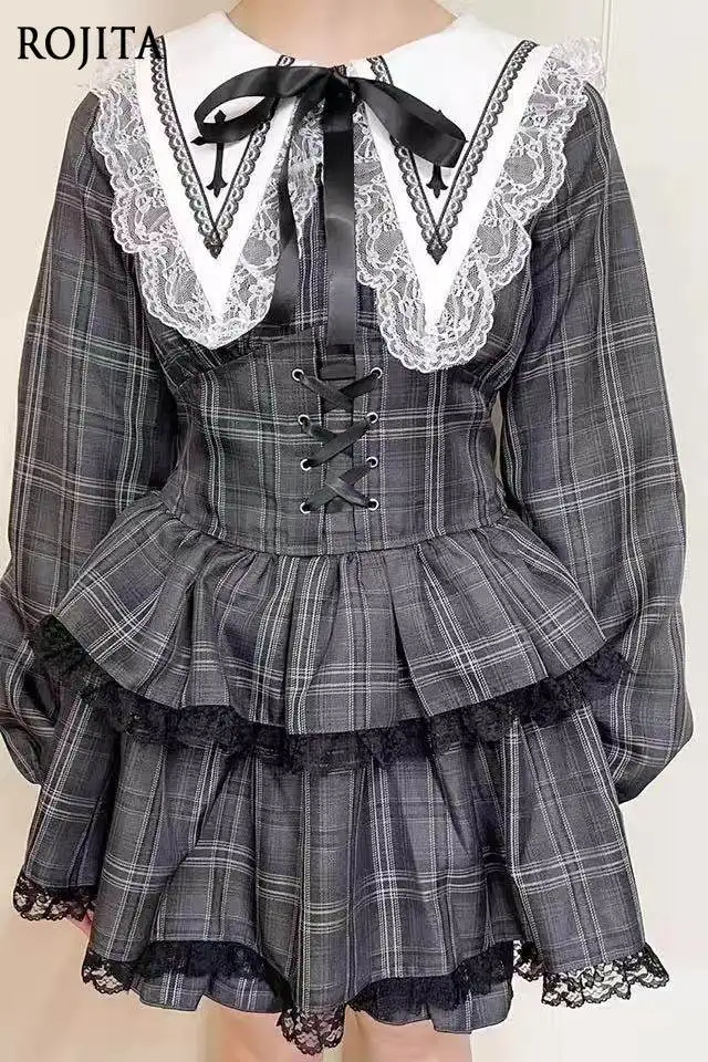 

Массовый весенний новый милый милый кружевной лоскутный комплект в японском стиле, высокое утягивающее платье и шорты в стиле Лолиты