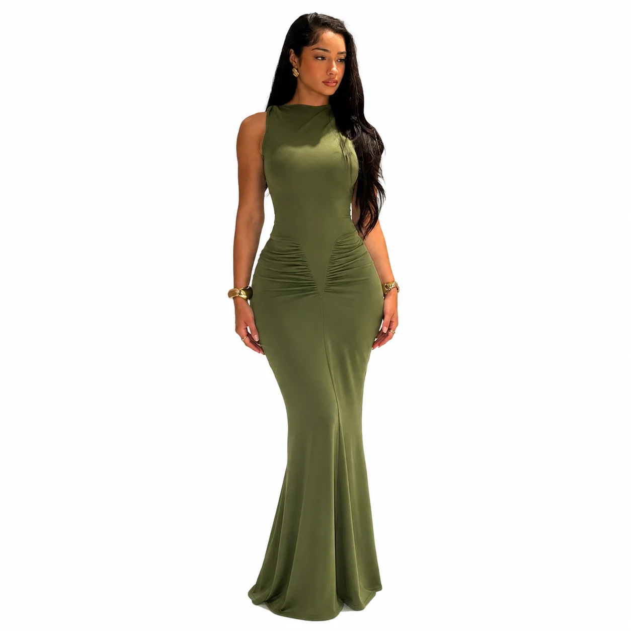 Elegant Sleeveless Mermaid Maxi Dress for Women