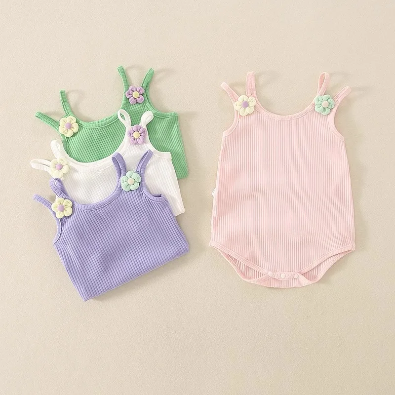 

Somenie 2 Pieces Infant Triangle Onesie Bodysuit Summer Thin Clothing Girls Cute Strapless Romper Baby Outing Wear 3-6-9-12M