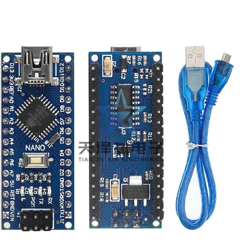 Versi terbaru Arduno Nano V3.0 Atmega328P versi yang ditingkatkan Super mudah digunakan dan dilengkapi dengan kabel USB