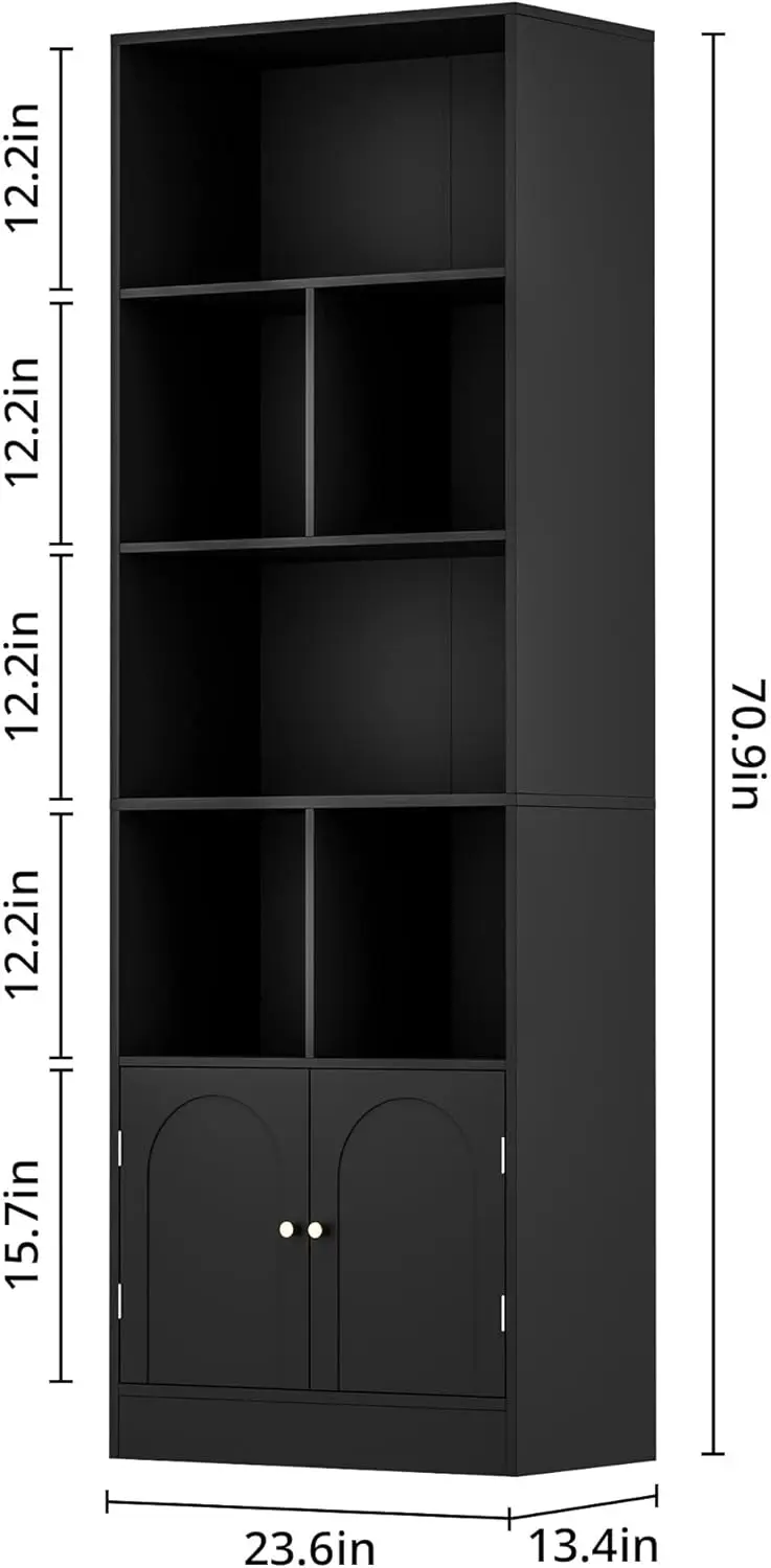 

Umail Furniture with 6 Cubes and 2 Doors, 4-Tier Bookshelf, Open Shelf Bookcase with Cabinet, Modern Cube Storage Organizer