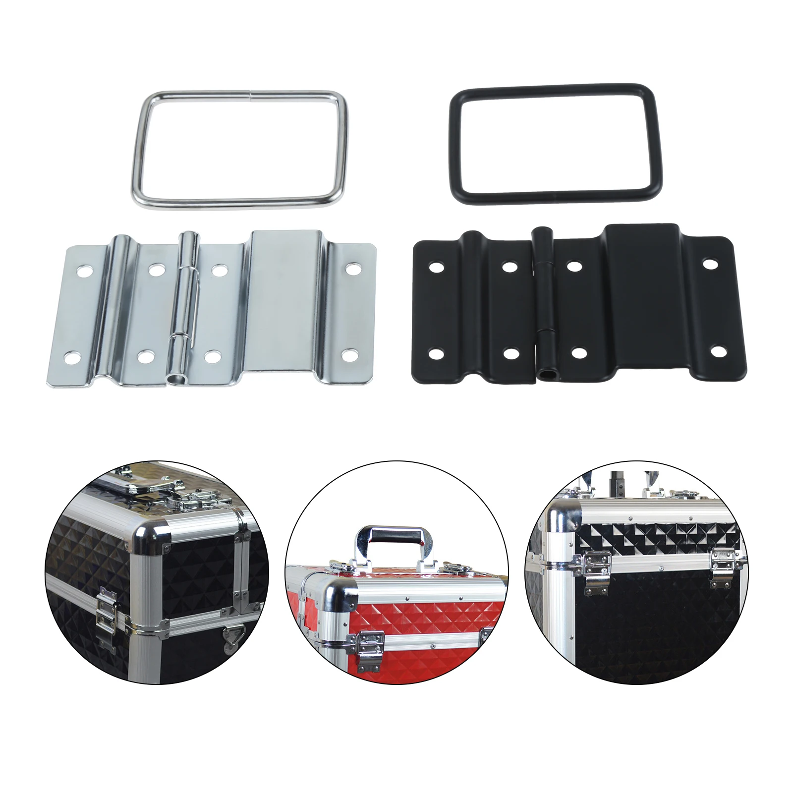 2pcs/set Support Hinges 85*50mm Iron Chrome Strut Hinge 8 Holes Silver/Black Secure Air Flight Case Tool Box Luggage Furniture